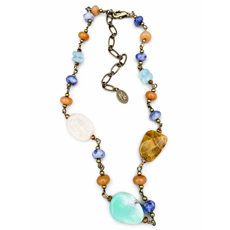 Tropical Beaded Gemstone Necklace