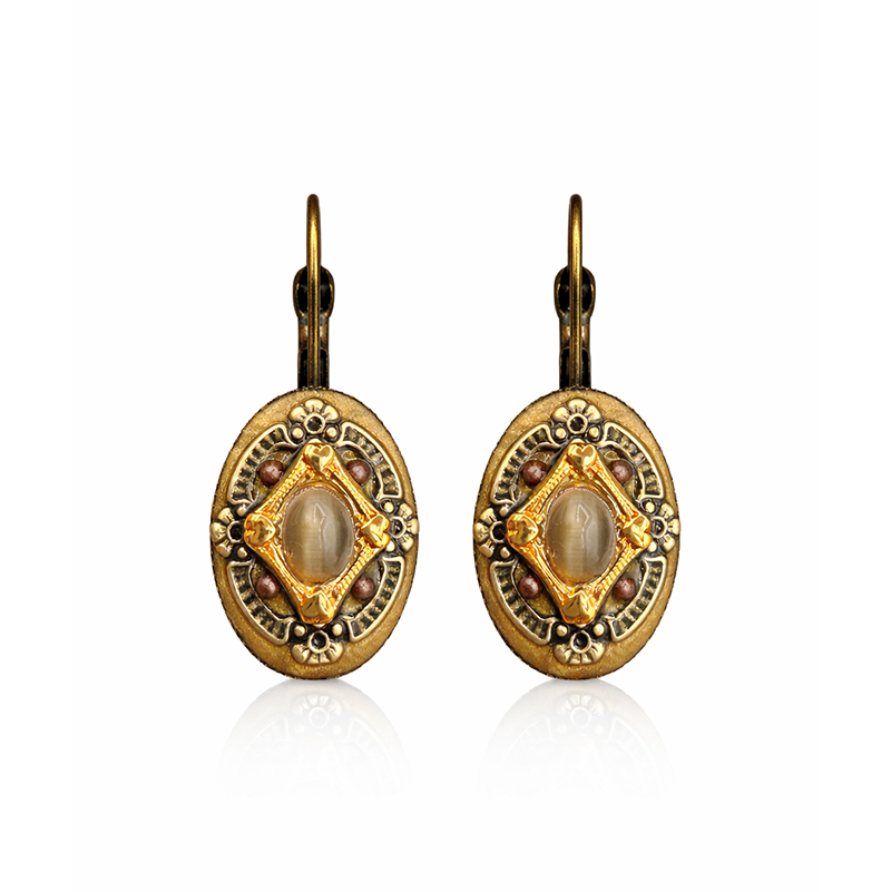 Iridescent Gold Oval Earrings