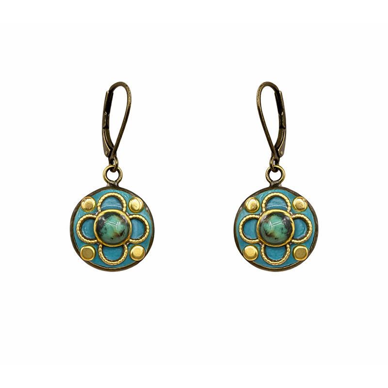 Sea Green Crystal Circle Earrings