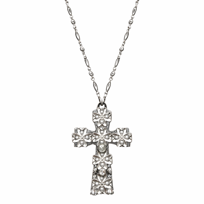 Icy Garden Cross Necklace
