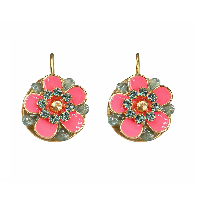 Bright Tropical Pink Flower Earrings