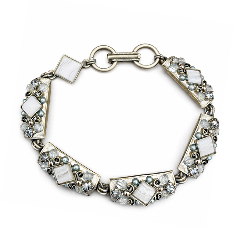 Icy Silver Agate Bar Bracelet