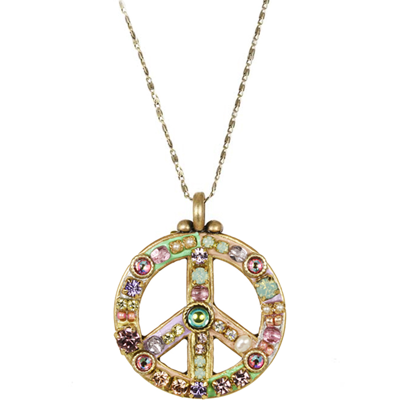Pastel Mosaic Peace Sign Necklace