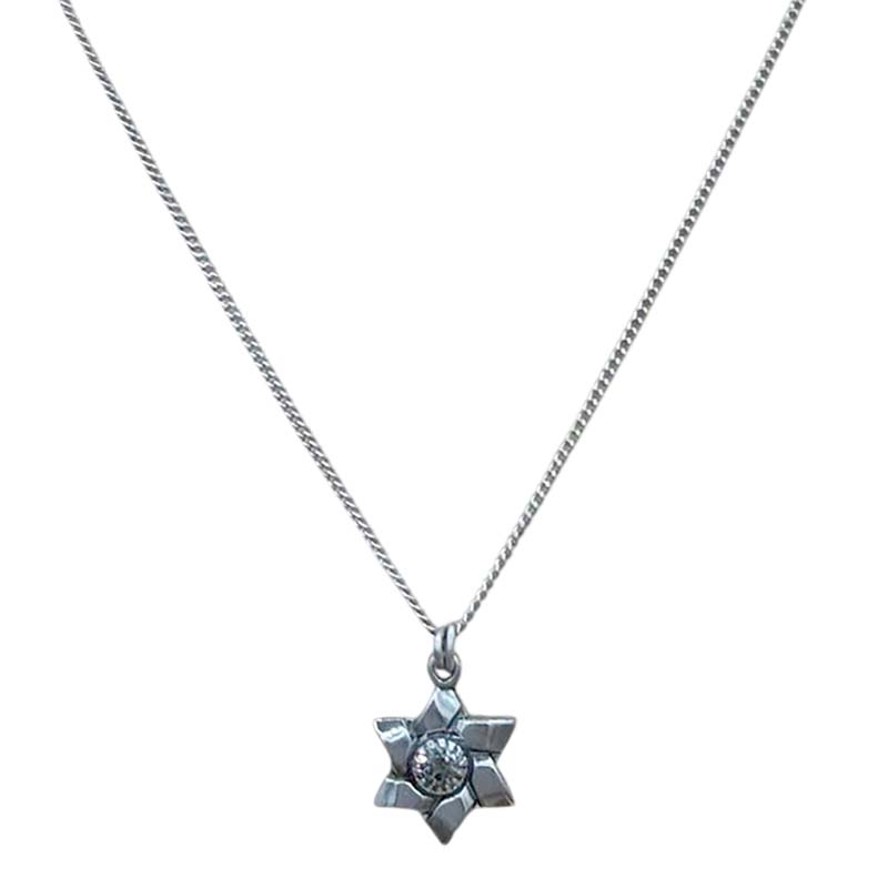 Small Silver Star of David Necklace