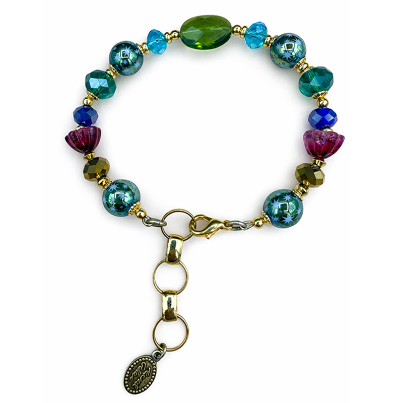 Green & Blue Gemstone Beaded Bracelet