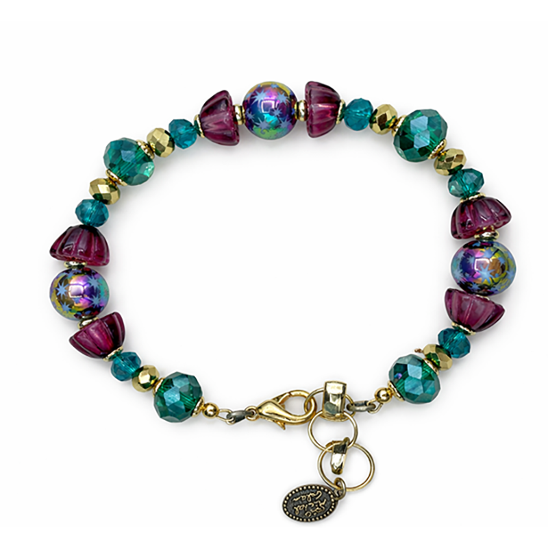 Purple & Turquoise Beaded Bracleet