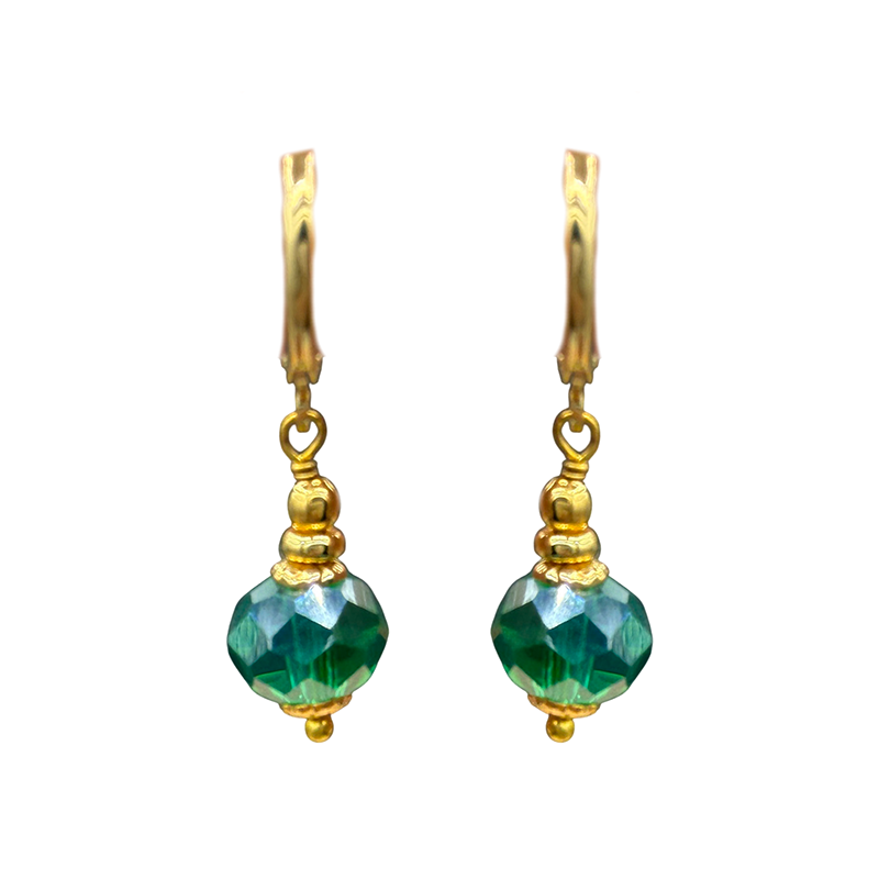 Small Emerald Crystal Earrings