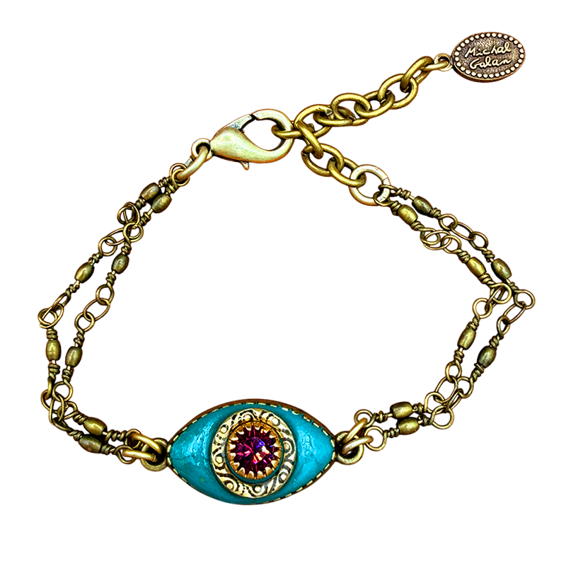 Turquoise & Fuchsia Evil Eye Bracelet