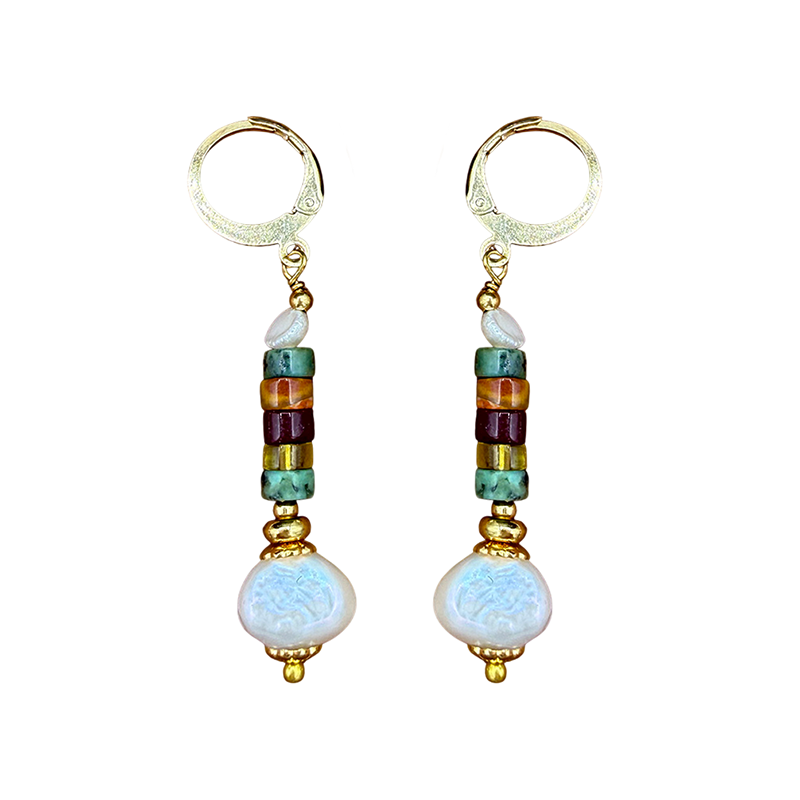 Gemstone Beaded Dangling Earrings