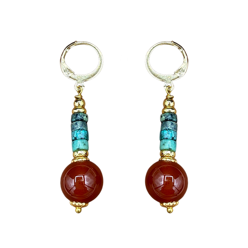 Carnelian Gemstone Dangling Beaded Earrings