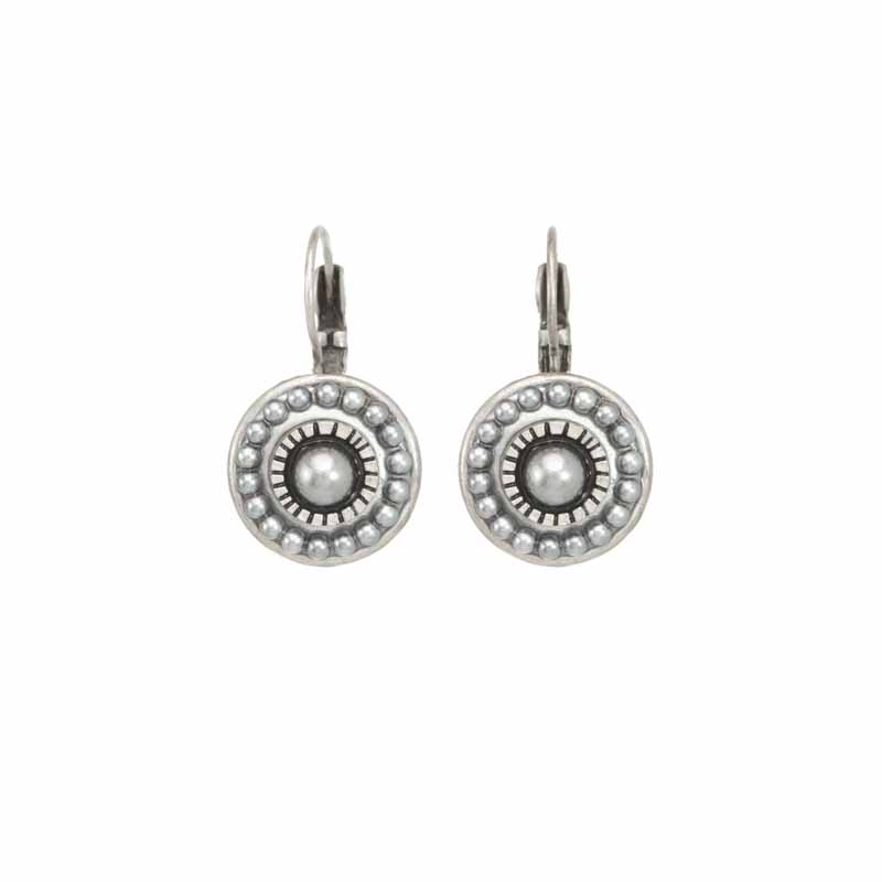 Pearlescent Silver Circle Earrings