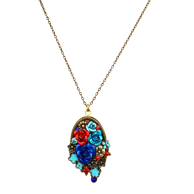 Tropical Floral Oval Necklace
