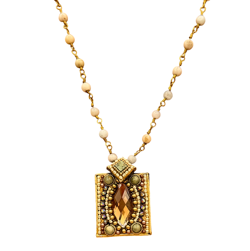 Amazonite Gemstone Square Statement Necklace