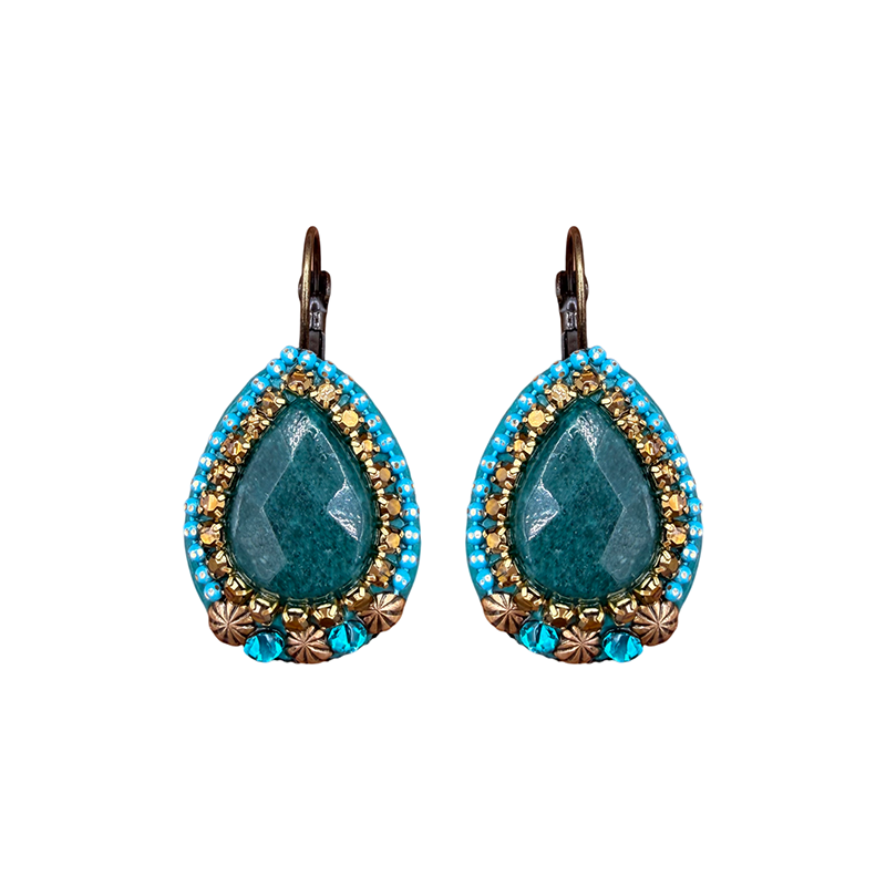 Emerald & Turquoise Crystal Drop Earrings