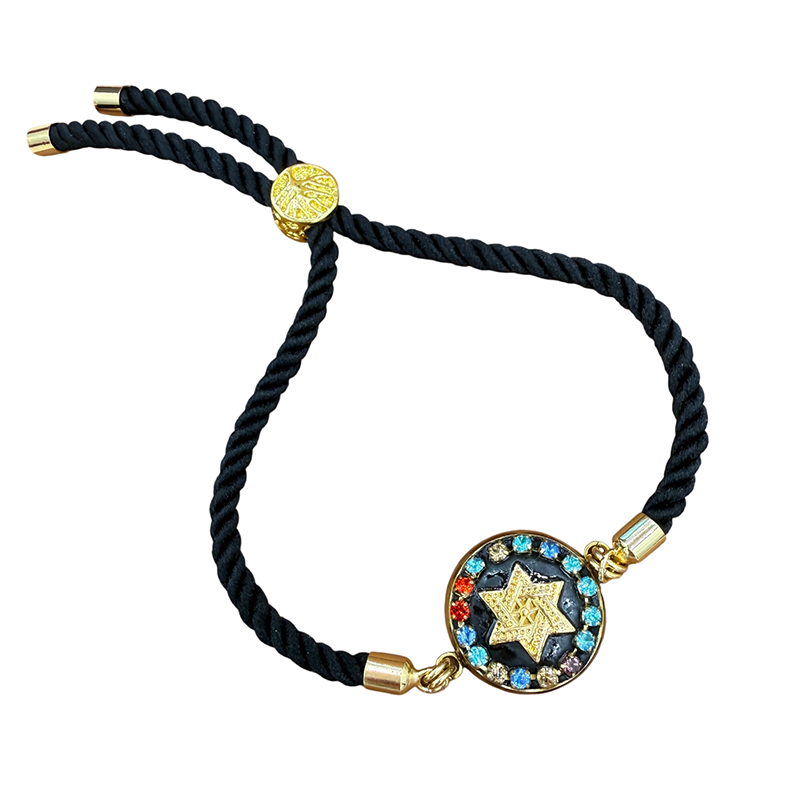 Gold & Multi Star of David Circle Bracelet