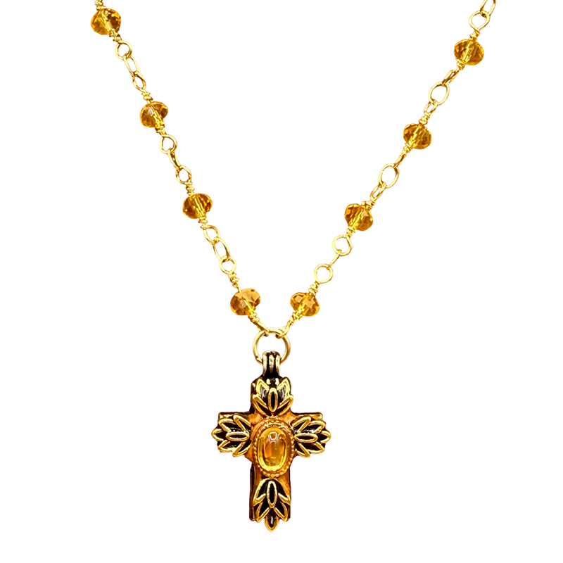 Small Topaz Cross Necklace