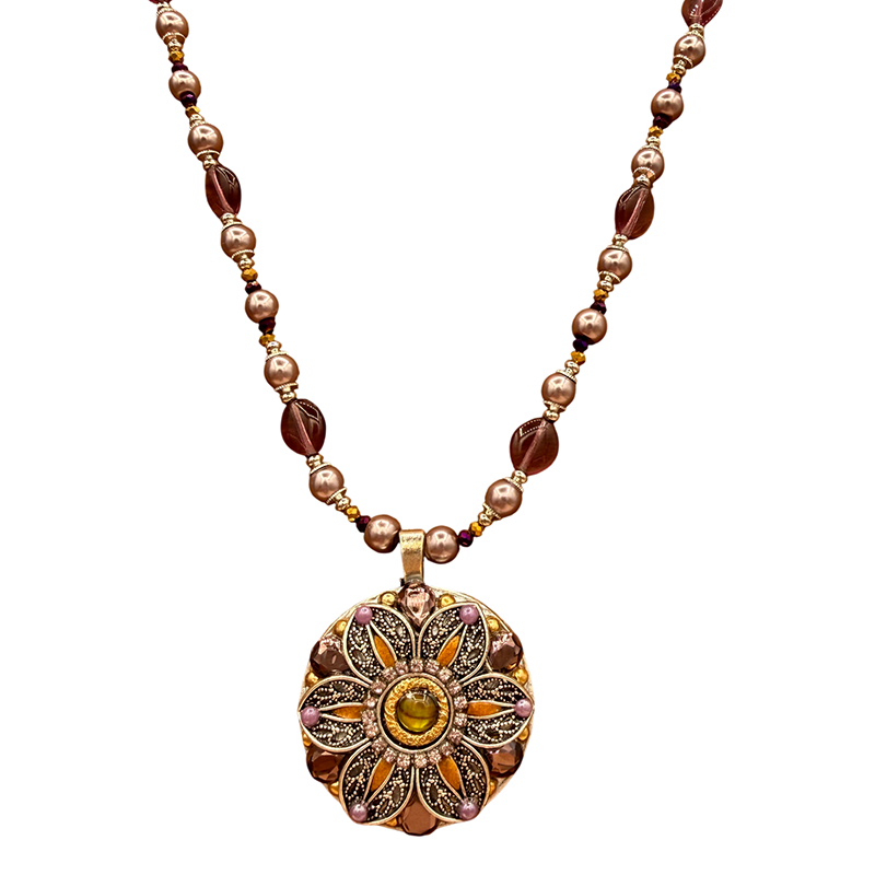 Gold Sunburst Circle Statement Necklace