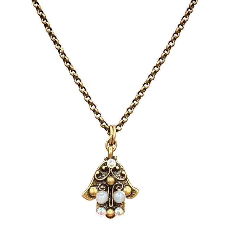 Gold & Pearl Hamsa Necklace
