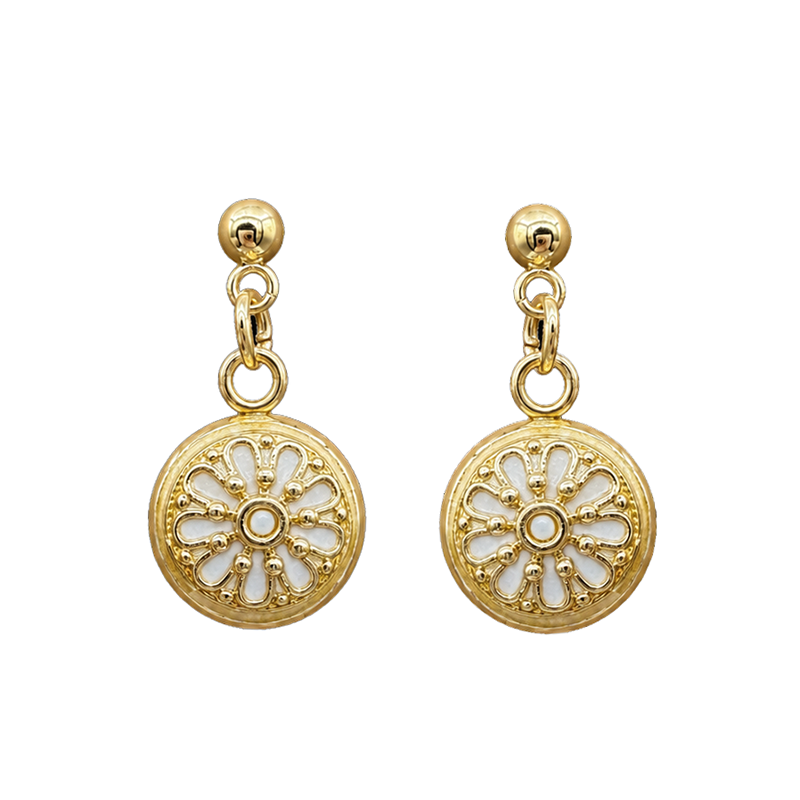 Gold Flower Dangling Earrings