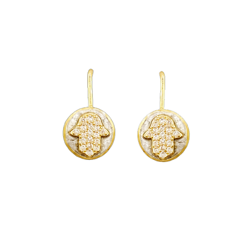 Small Gold Crystal Hamsa Earrings