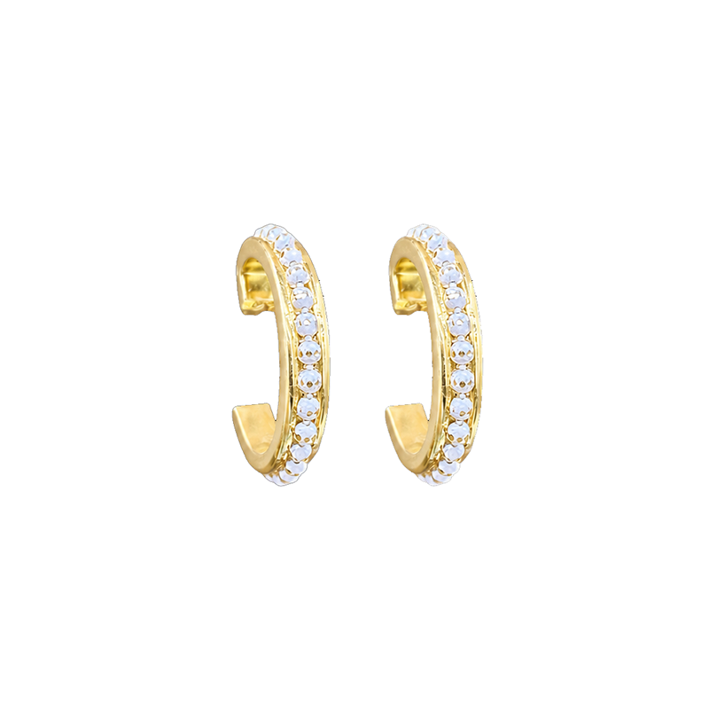 Small Gold Crystal Hoop Earrings