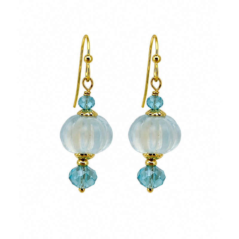 Aqua Blue Glass Bead Earrings