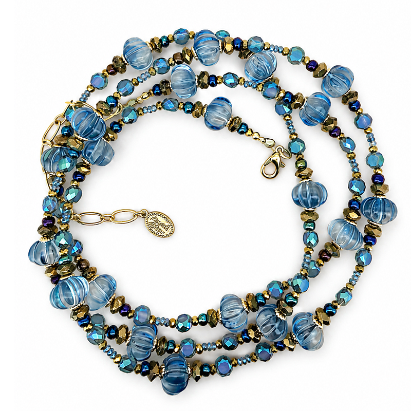 Aqua Glass Beaded Necklace