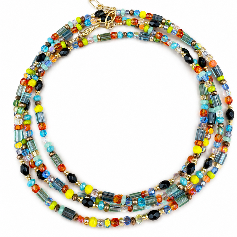 Prismatic Crystal Beaded Layered Necklace