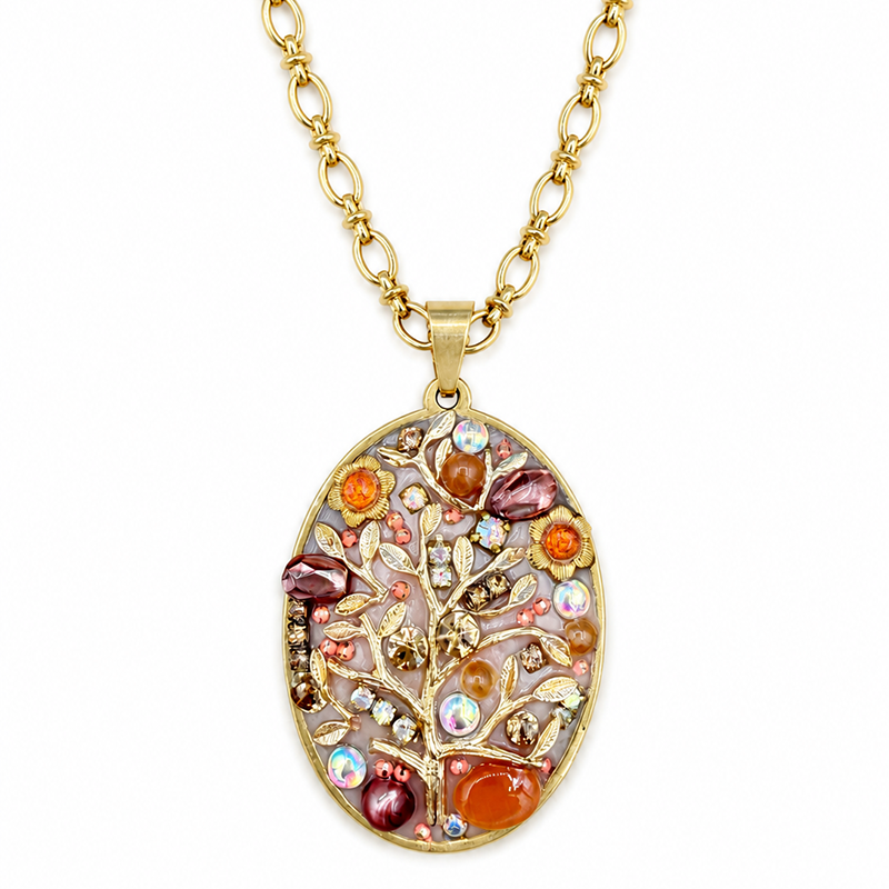 Peach Tree Large Oval Necklace