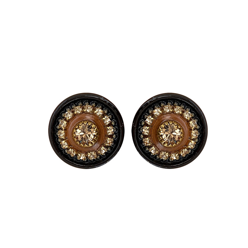 Orange & Black Circle Clip Earrings