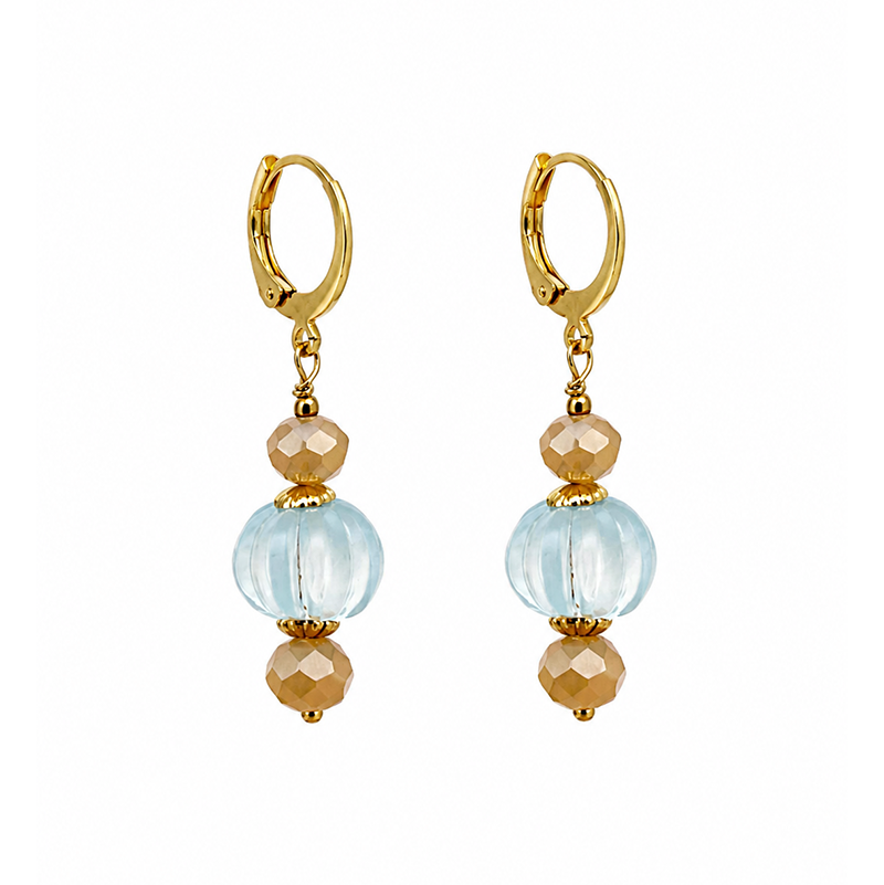 Icy Blue Glass Bead Earrings