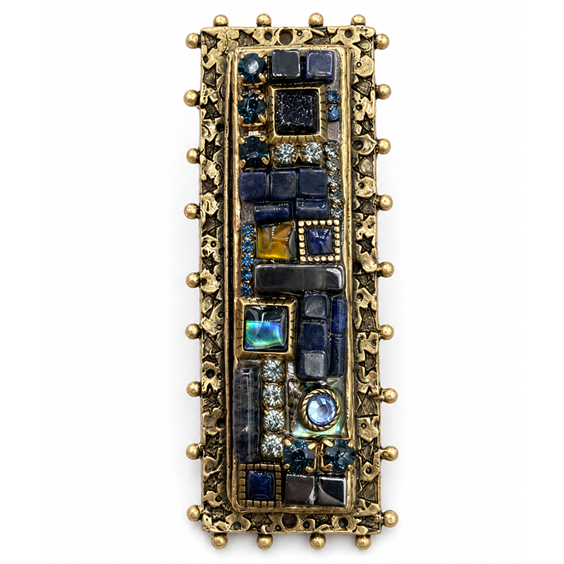 Blue Gemstone Mosaic Mezuzah