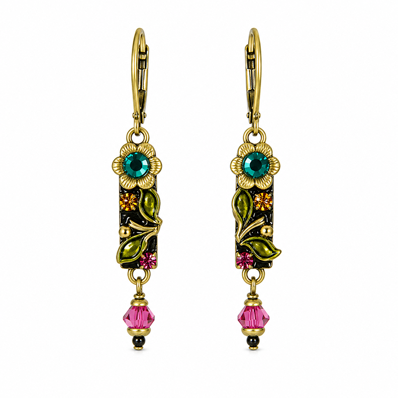 Midnight Garden Long Rectangle Earrings