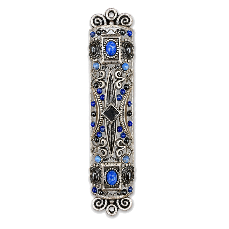 Blue & Silver Gemstone Mezuzah