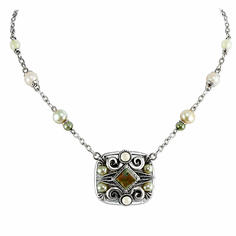 Moss Garden Rectangle Necklace