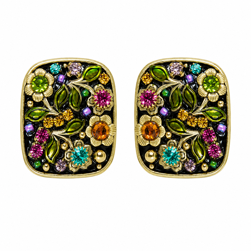 Midnight Garden Rounded Rectangle Earrings