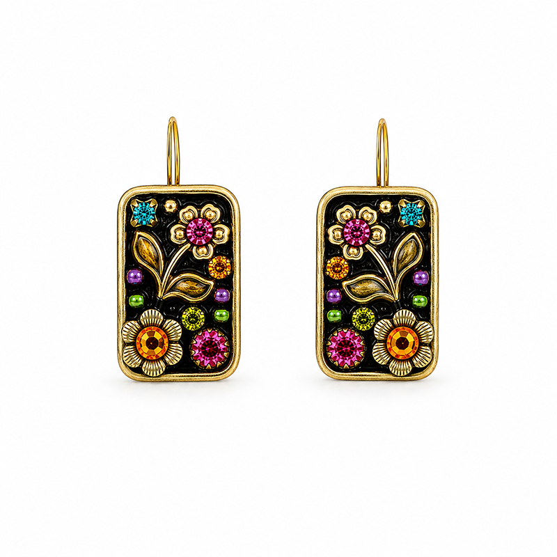 Midnight Garden Rectangle Earrings