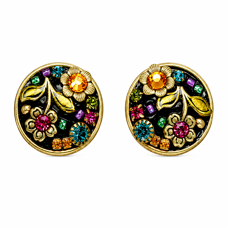 Midnight Garden Circle Earrings