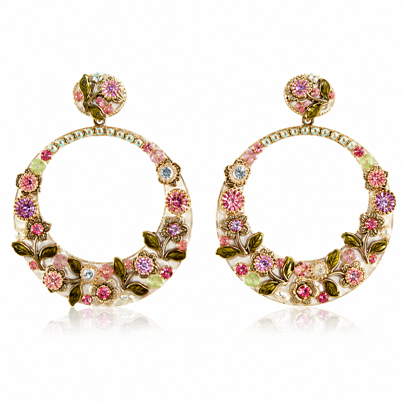 Pearl Blossom Hoop Earrings