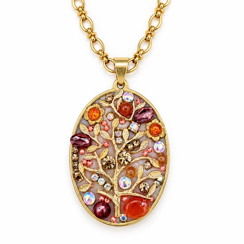 Peach Tree Large Oval Necklace