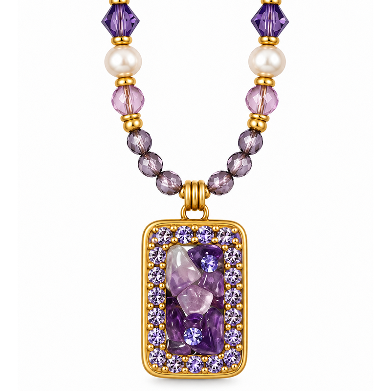 Violet Small Rectangle Necklace