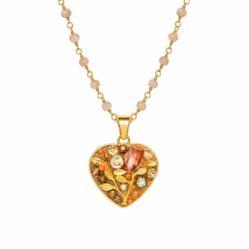 Peach Tree Heart Necklace