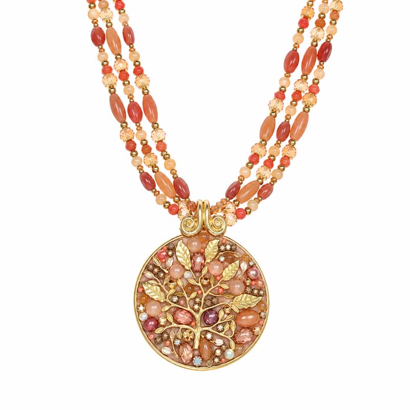 Peach Tree Large Beaded Circle Necklace