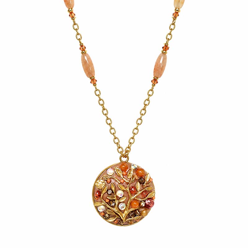 Peach Tree Medium Beaded Circle Necklace II