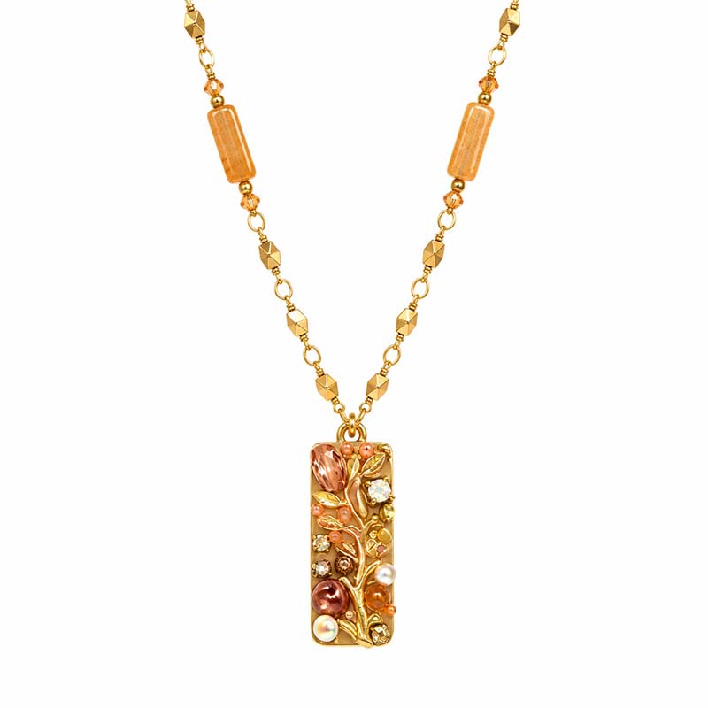 Peach Tree Long Bar Necklace