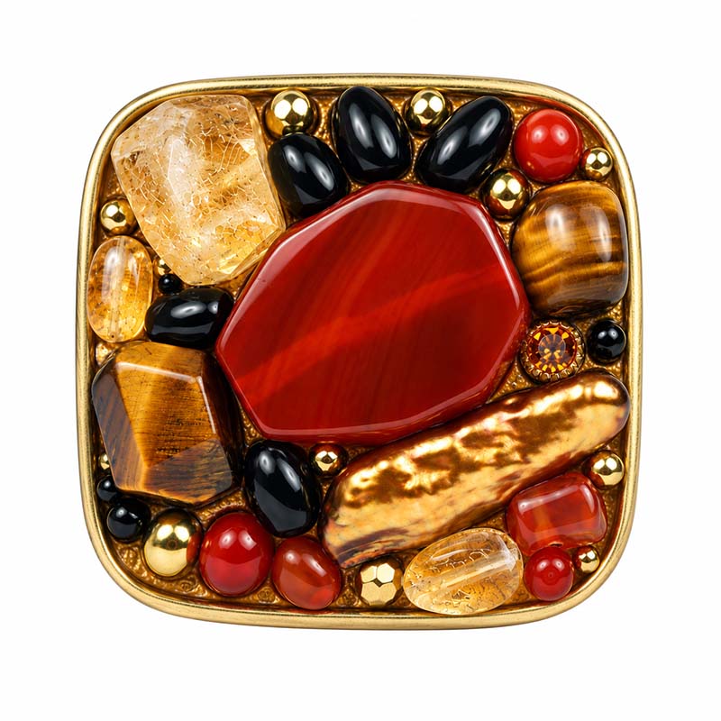 Lava Rock Square Brooch