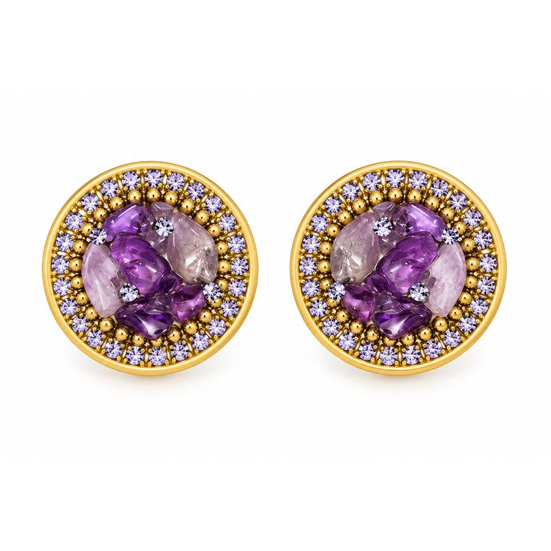 Violet Circle Post Earrings