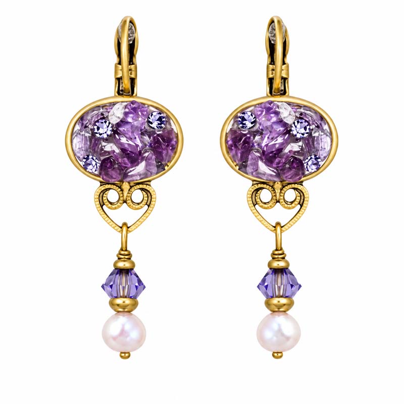 Violet Oval Drop Earrings