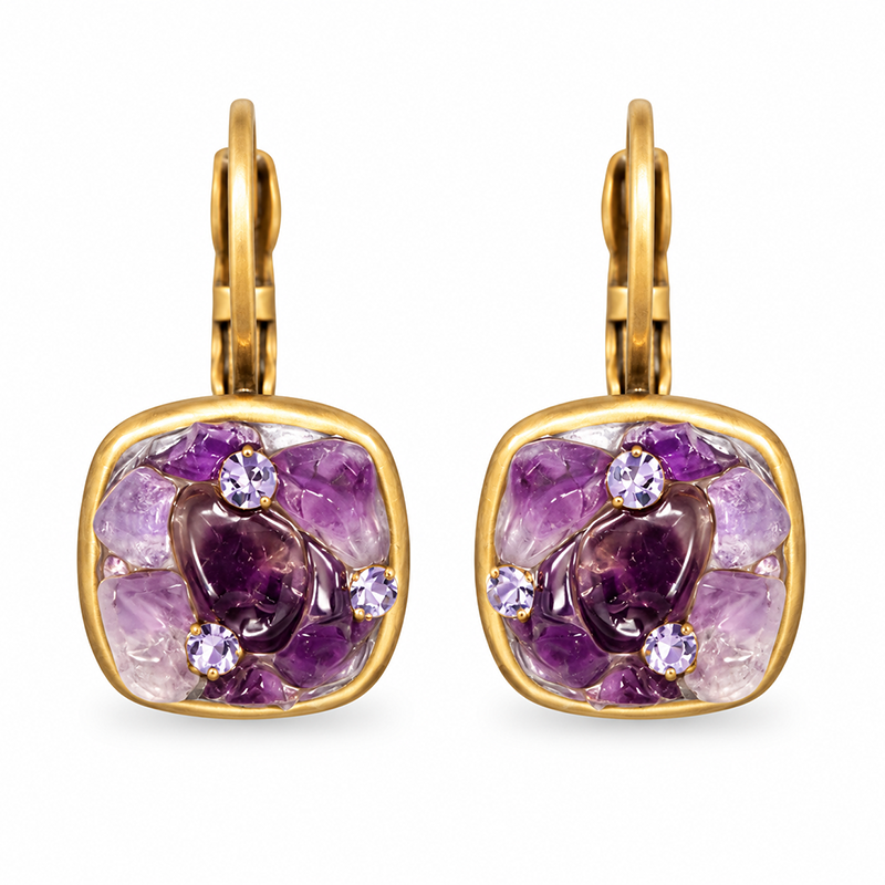 Violet Small Square Earrings