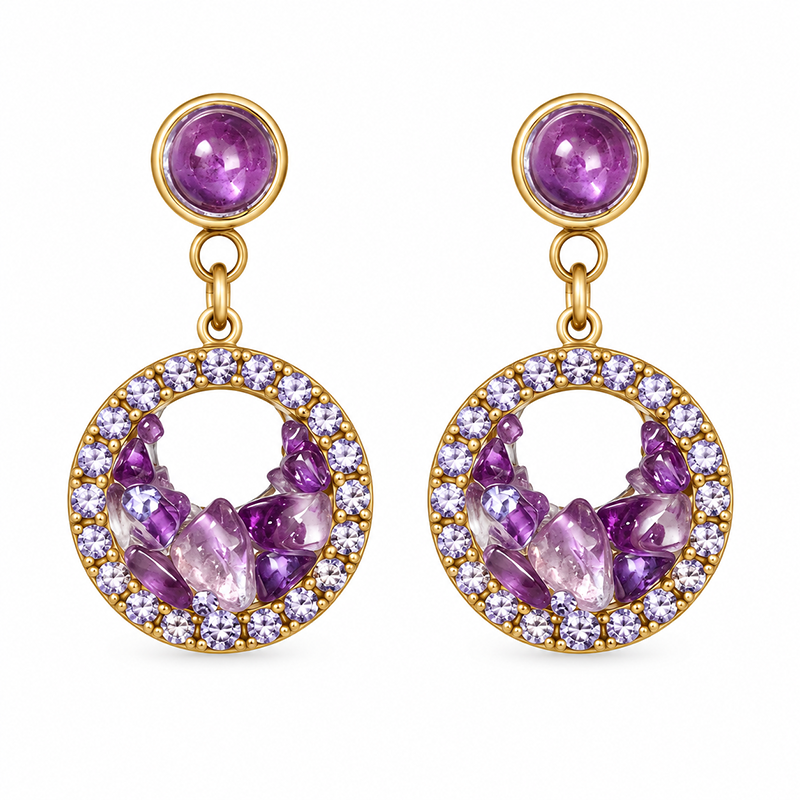 Violet Post Hoop Earrings